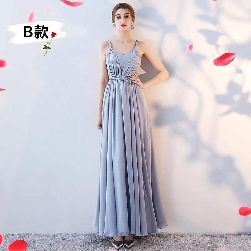 Vivian's Bridal недорогое высококачественное ТРАПЕЦИЕВИДНОЕ элегантное платье подружки невесты шесть стилей длиной до лодыжки Пышное шифоновое платье вечерние платья - Цвет: style 2