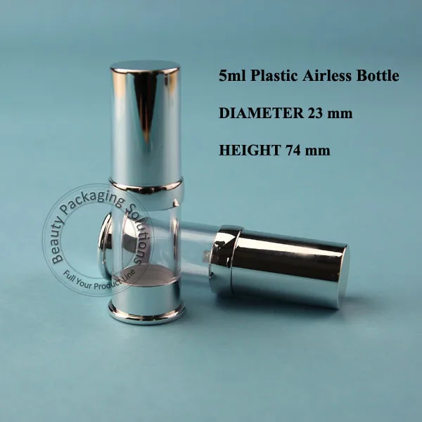 Оптовая продажа 50 шт./лот 5 мл PS безвоздушный насос для лосьона с крышкой бутылка