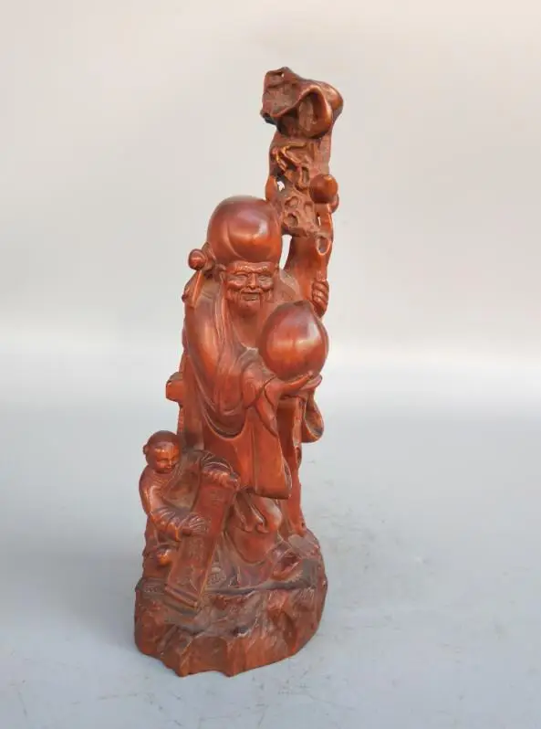 

China Wood carving longevity Buddha crafts statue.