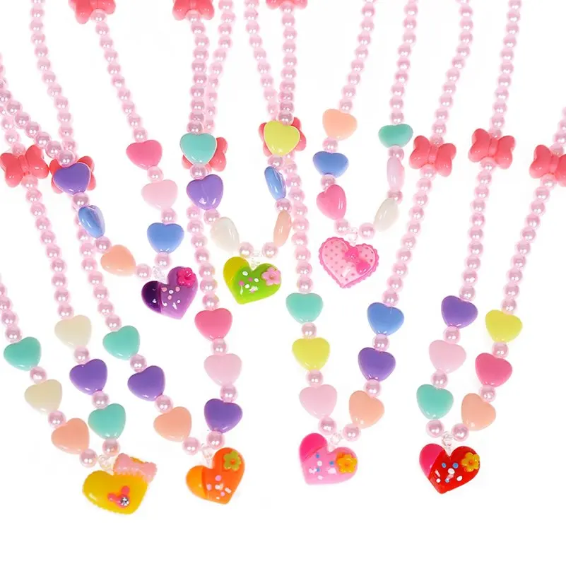 2 шт. имитация жемчуга Цепочки и ожерелья DIY принцесса Jewelry Карамельный Цвет Лук
