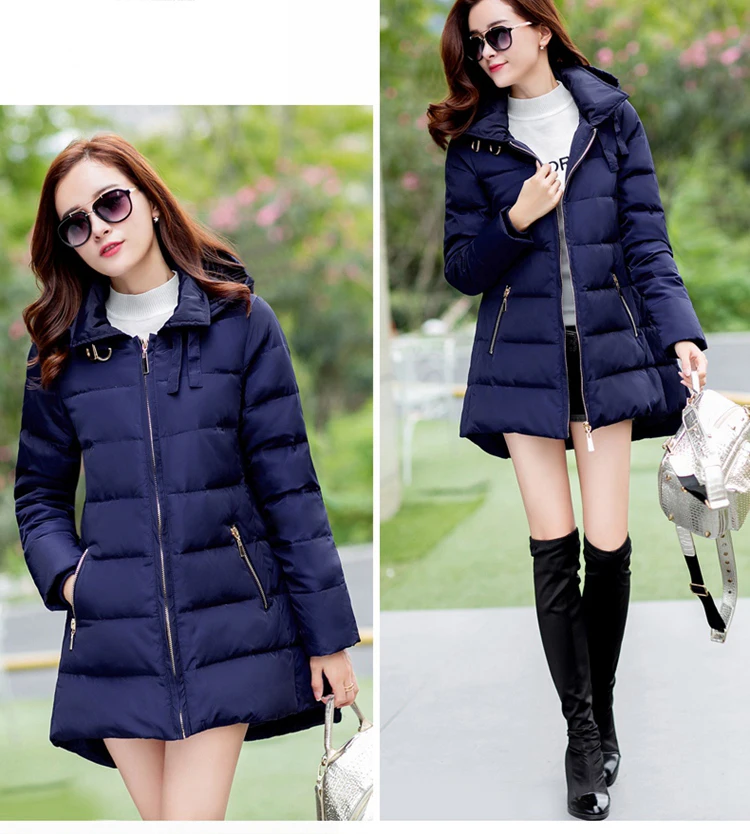 Женский длинный пуховик с капюшоном свободный толстый теплый на белом утином