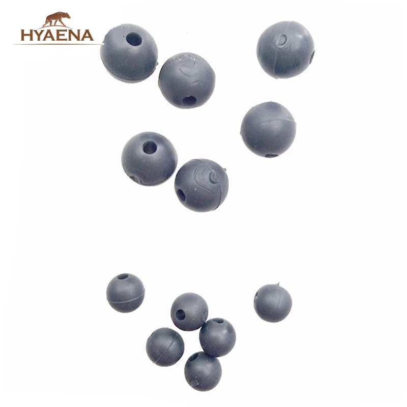Hyaena 50 шт. 5 мм/7 мм Мягкие рыболовные бусины для карпа Серые Резиновые снасти