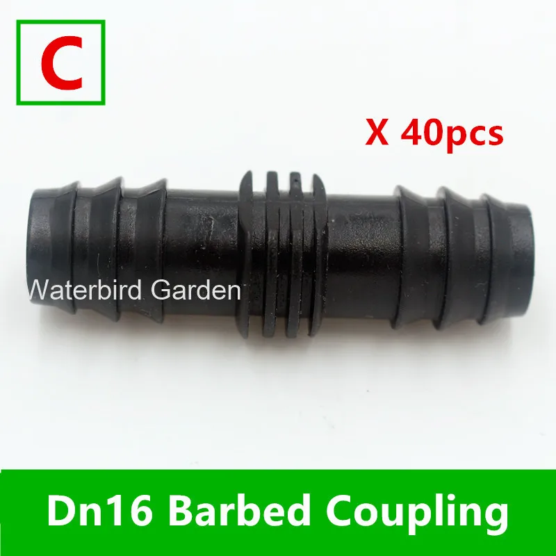 C 40pcs Dn16(1/") колючая арматура Подходит для 16LDPE труб капельные фитинги капельного орошения пластиковые локоть адаптер тройник вставка муфта HDPE Z103 - Цвет: C 40pcs