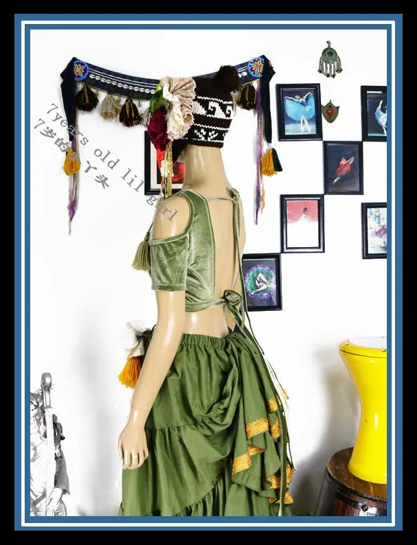 Вельветовый костюм для танца живота Fat Chance топ с коротким рукавом без FB66 |