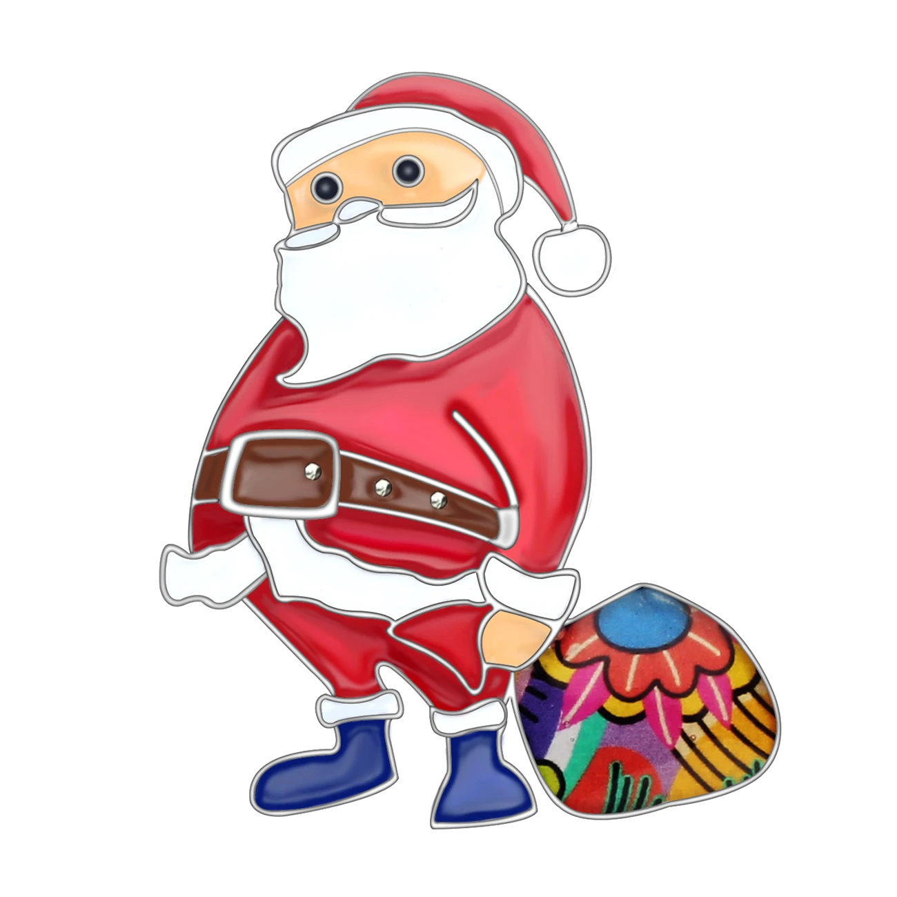 WEVENI Enamel Alloy Christmas Santa Claus Gift Bag Brooches Scarf Clothes Pin Jewelry For Women Girls Teens Navidad Decorations | Украшения