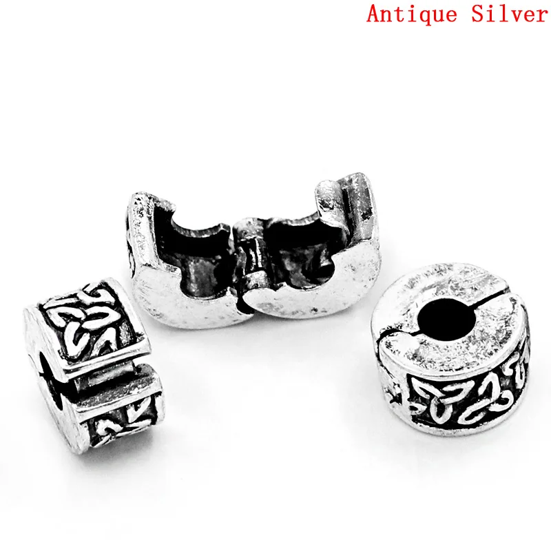 Doreenbeads Европейский амулет фиксаторы уход за кожей лица маска зажим для денег и замком дужки бусины резное античное серебро 10x6 мм, Отверстие: Приблизительно 3,2 мм, 10 шт в упаковке, новая