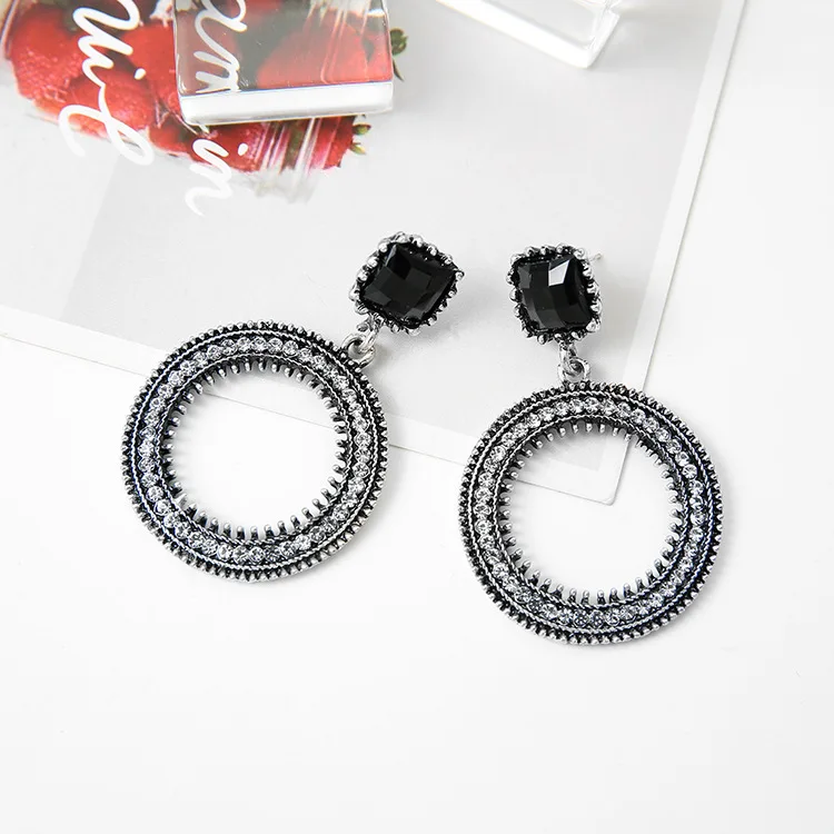 Classic Crystal Round Women Dangle Earrings Long Circle For Drops Exaggerated | Украшения и аксессуары
