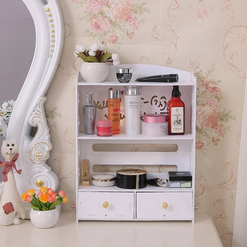 DIY Корея ящик для косметики коробка для хранения косметики макияж Органайзер большой креативный Рабочий стол ванная комната водонепроницаемый стеллаж для хранения комод полка