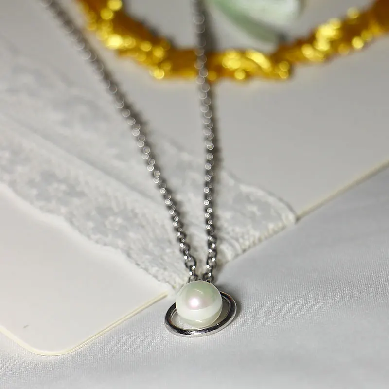 Elegant Quality Silver 925 Jewelry US Fashion Sweet Round Pearl Necklace Sterling Chain for Women | Украшения и аксессуары