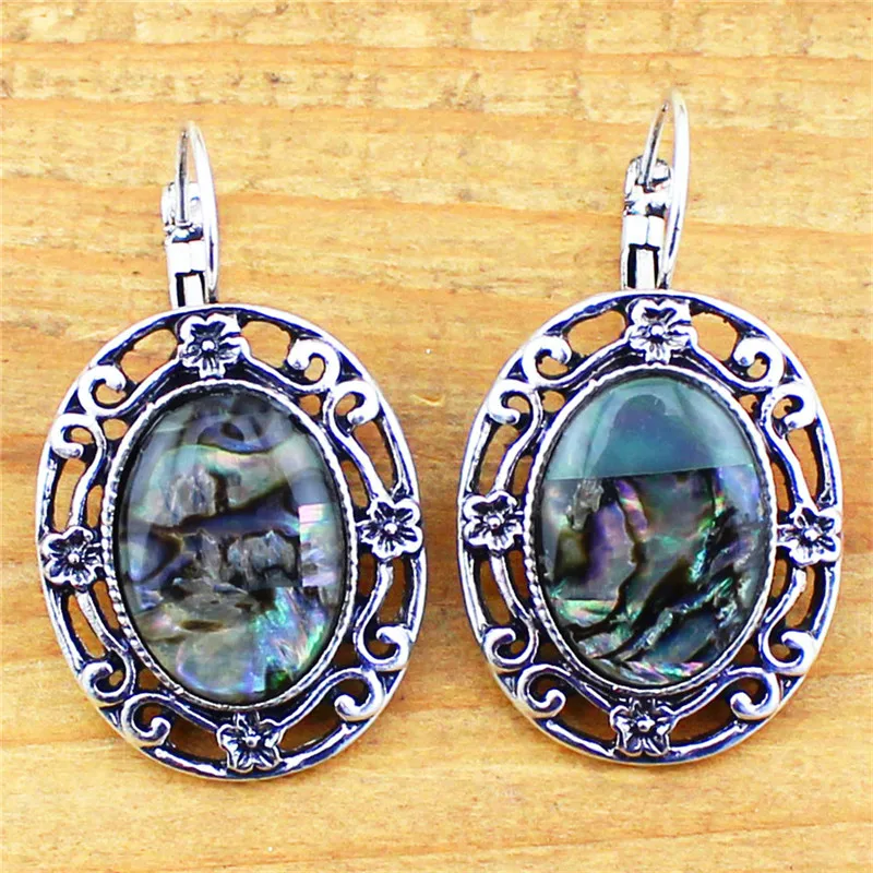 Цветочных растений Овальный В виде ракушки комплект ювелирных изделий Цепочки и