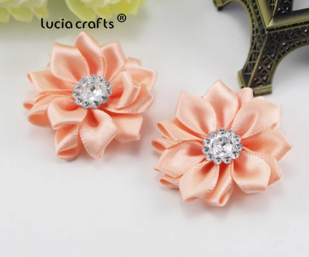 Champagne 2pcs 2шт/6 шт 3,5 см разные цвета атласная лента ткань цветок Стразы ручной работы украшения Аппликации Аксессуары CB0311 - Цвет: Champagne 2pcs