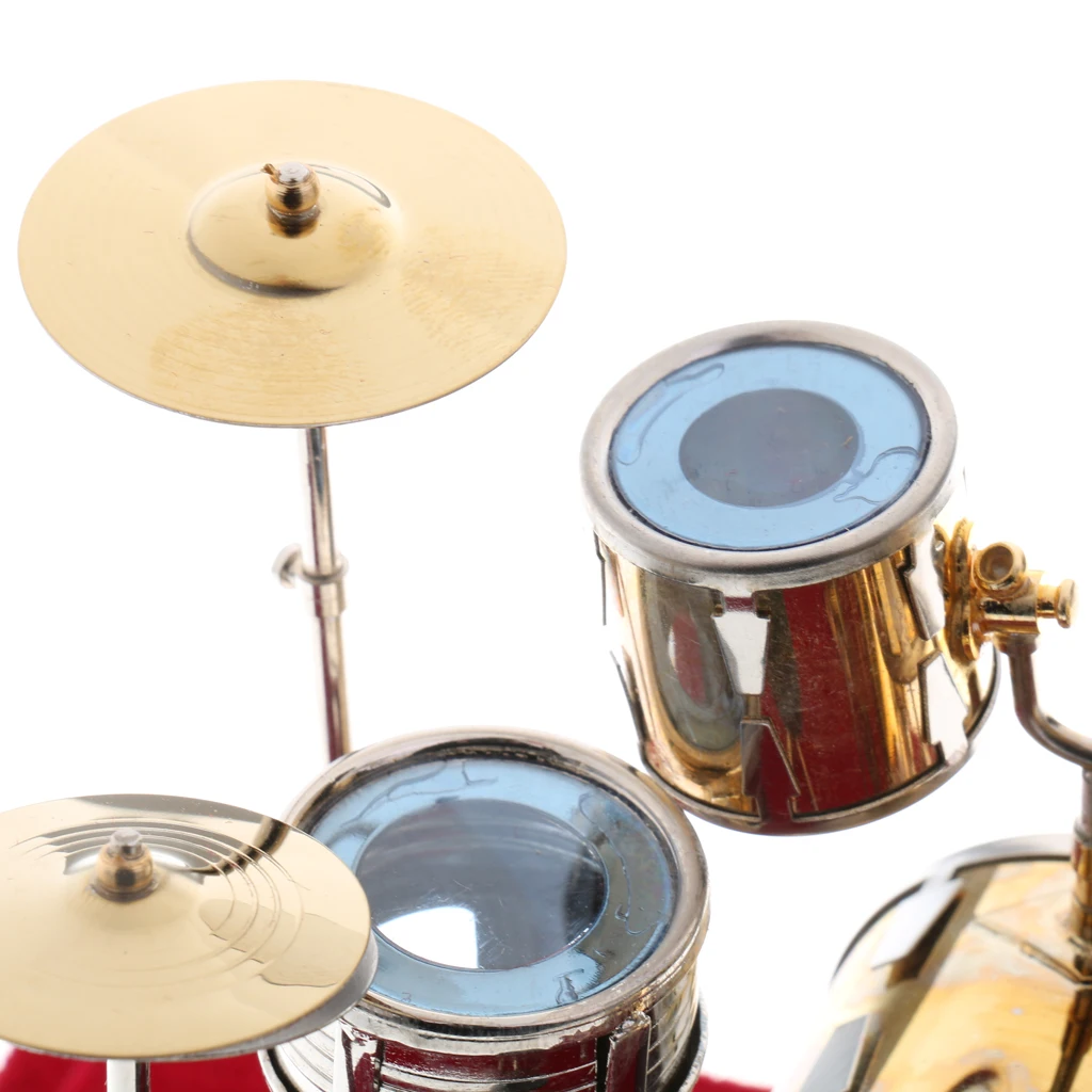 

14*10*10cm Copper Drum Kit Display Box Set Model For Dolls House Action Figures Decoration Accessory