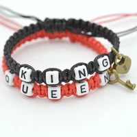 king queen diy adjustable charms lovers bracelets bangles for women handmade jewelry for couple lover gift