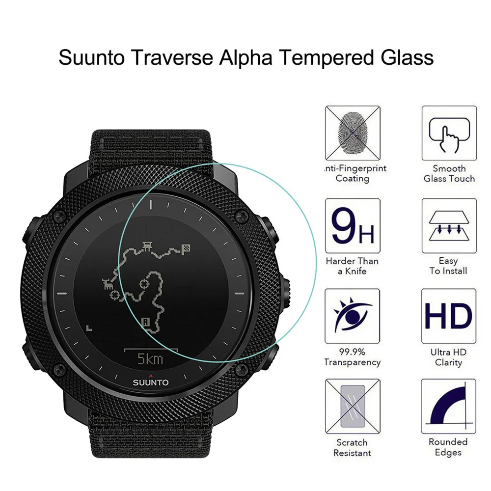 9H Hardness Tempered Glass Screen Protector For Suunto Traverse Alpha Watch Ultra Clear Explosion-proof Anti Scratch Film | Электроника