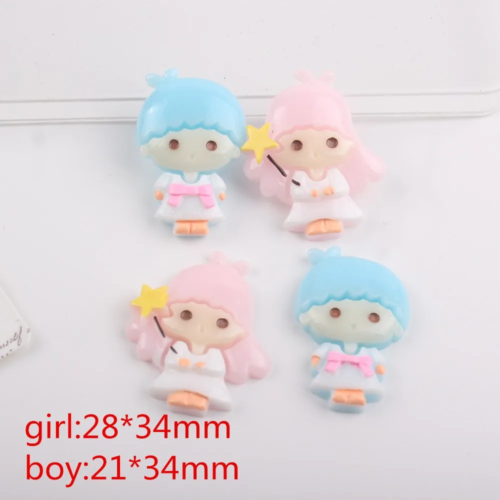 

10pcs/lot flat back resin cabochons accessories kawaii resin twins