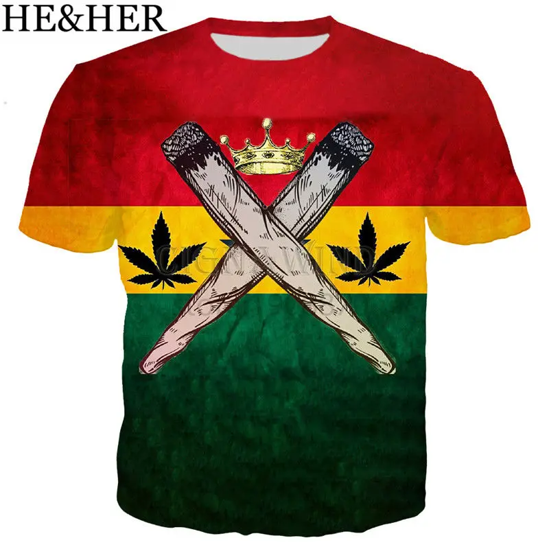 Новое поступление популярная футболка BoB Marley weeds для мужчин и женщин с 3D принтом