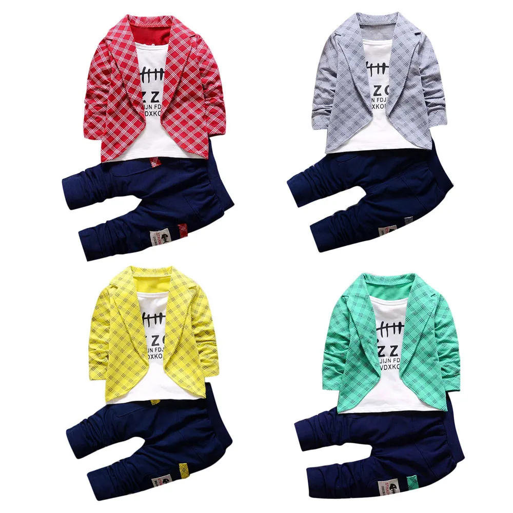 MUQGEW kids dresses for boys 2pcs Toddler Baby Boys Kids Shirt Tops+ Long Pants Clothes Outfits Gentleman Set baju anak#y2 |