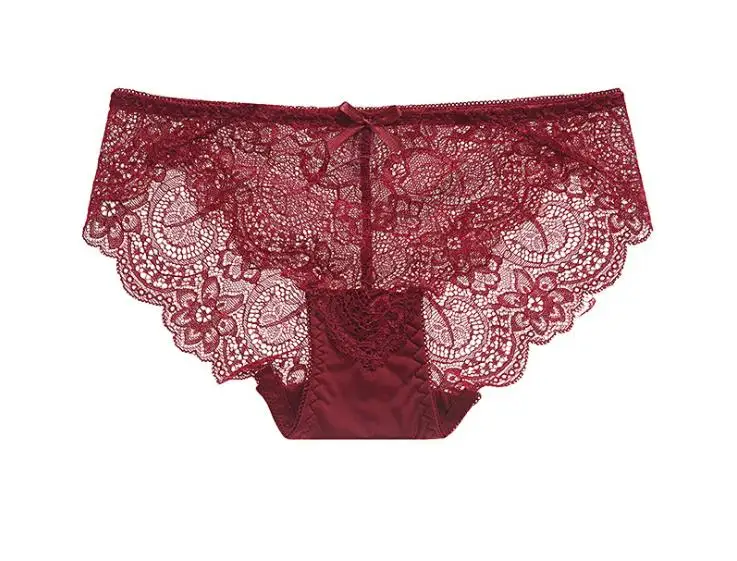 Dark red Горячая Распродажа, трусы большого размера, ультратонкие женские' s трусики, белые Соблазнительные трусики из кружева 2xl - Цвет: Dark red