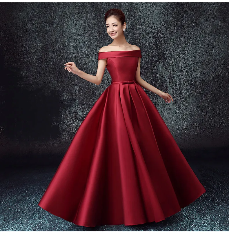 Халат demoiselle d'honneur2019 Новое атласное с вырезом «лодочкой» с рукавом-крылышком а линия Бургундия бирюза фиолетовый королевский синий платье для невесты длинное