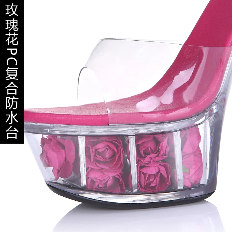 Женские туфли на шпильке 15 см лодочки платформе и с розами пряжкой сандалии