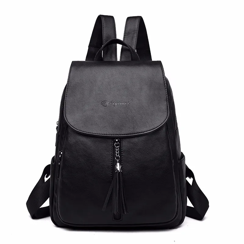Женские рюкзаки Sac A Dos, рюкзаки для девочек, винтажный рюкзак в консервативном стиле, известный бренд, женские роскошные дизайнерские рюкзаки, Новинка - Цвет: Black