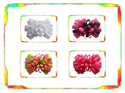 

30pcs Grosgrain Ribbon 4" Fireworks With Clip Girl Hair Accessories Retail Wholesale Boutique Hair Bows