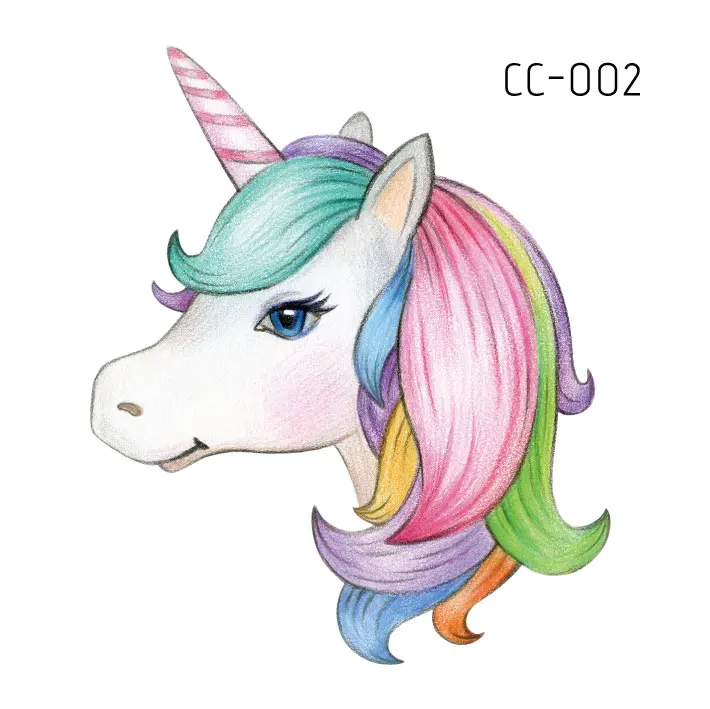 CC-002 Мультфильм тату Единорог для детей милый лошадь собака олень поддельные татуаж детей временные водостойкий боди-арт татуировки стикер - Цвет: CC-002