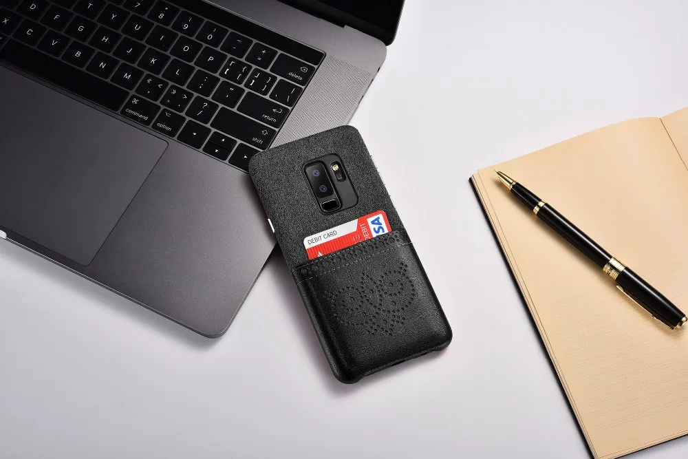 XOOMZ для samsung Galaxy S9 Plus искусственная кожа+ ткань чехол для телефона для samsung Galaxy S9 плюс броги Slim карт слот задняя крышка