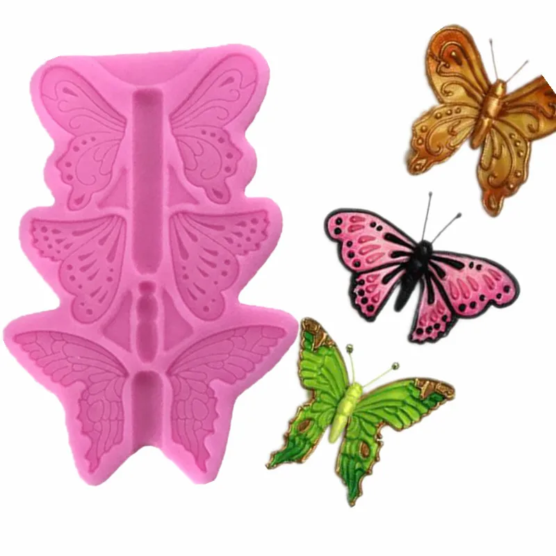1PC Three Butterflies Shaped Silicone Cake Mold Kitchen Baking Sugar Craft Fondant Tools Decoration | Дом и сад