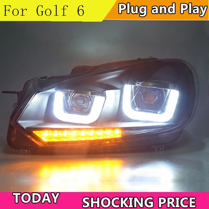 Стайлинг автомобиля для VW Golf 6 фара 2009-2012 динамический сигнал Golf6 СВЕТОДИОДНЫЙ DRL