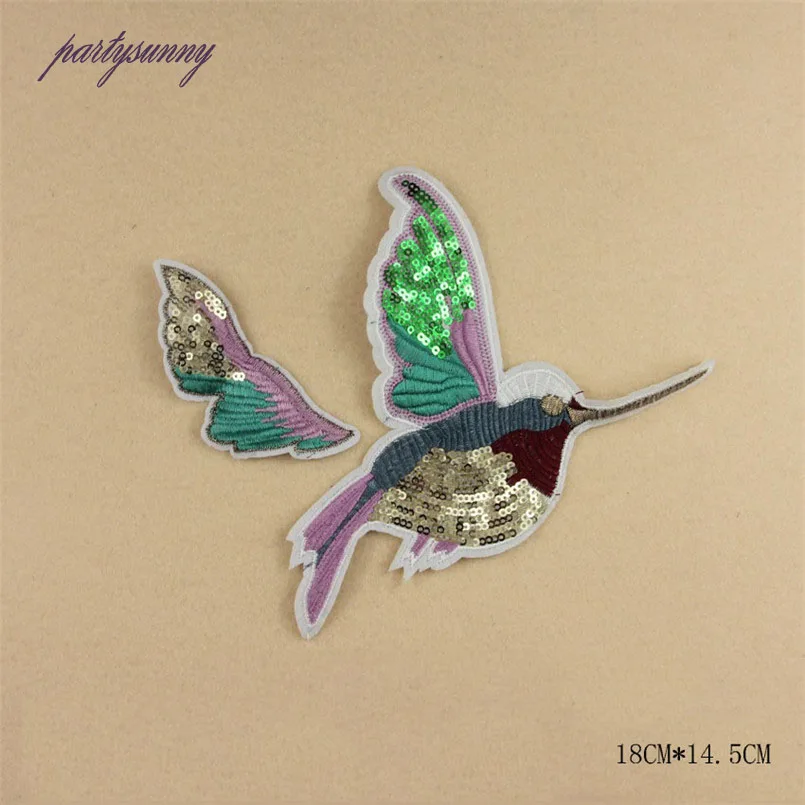 Pf 2 шт./лот вышивка блестками патчи комбо птичка патч для платья Одежда DIY