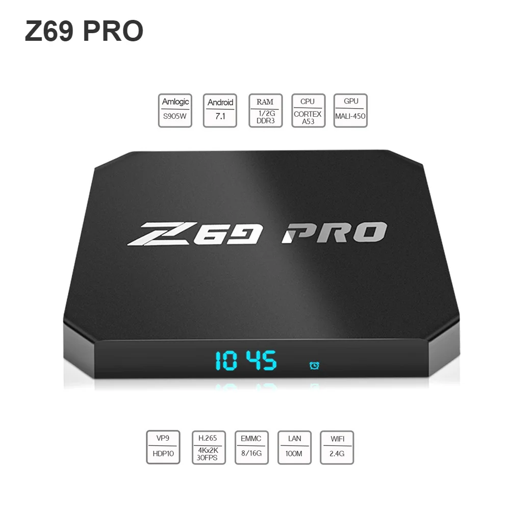 Z69 PRO Smart Android ТВ Box 7 1 Amlogic S905W 4 ядра H.265 8G/16G Wi-Fi LAN HD Декодер каналов кабельного