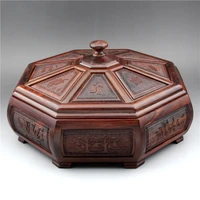 red sour branches dried fruit tray solid wood mahogany candy box living room retro compartment covered snacks tray style gifts