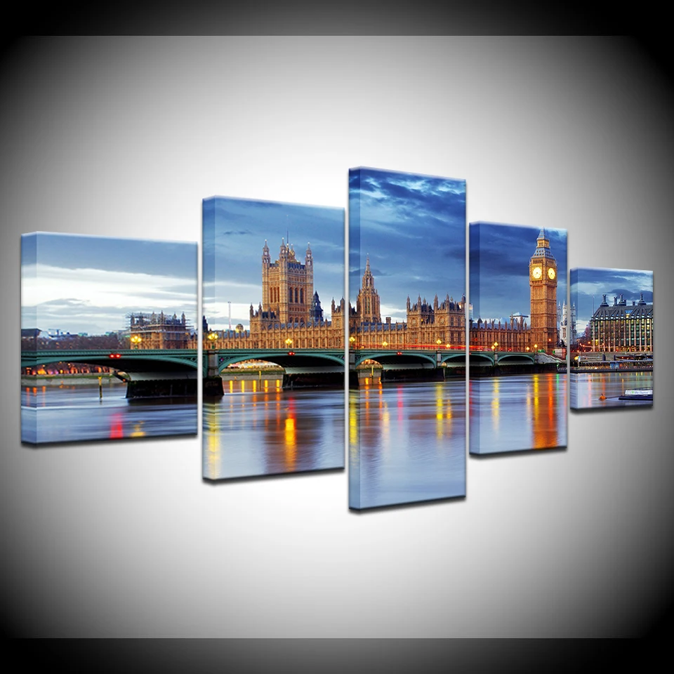 

Canvas Painting The Palace of Westminster 5 Pieces Wall Art Painting Modular Wallpapers Poster Print for living room Home Decor