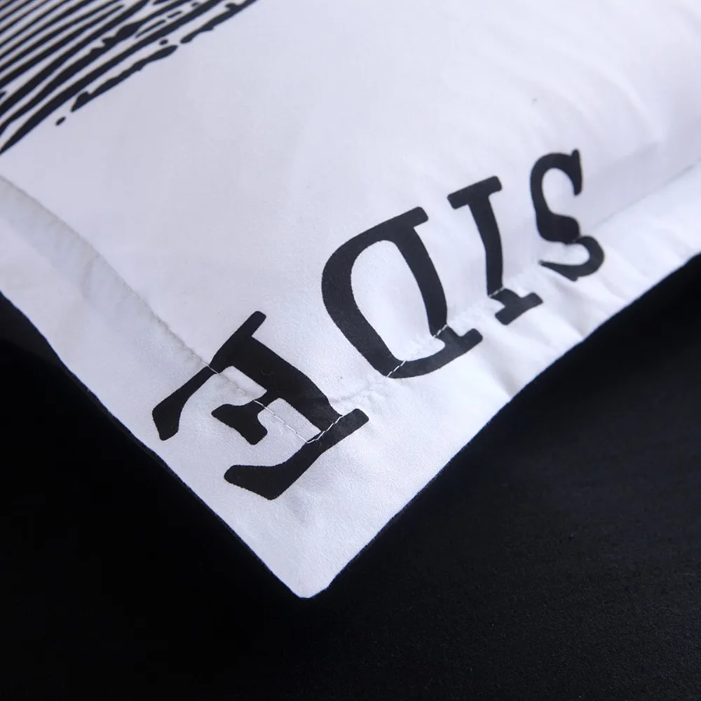 Черный и белый пара его ее сбоку Постельное белье отпечатков пальцев наволочка