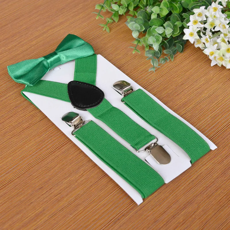 Dark green Костюм на подтяжках для мальчиков и девочек детская Свадебная рубашка на подтяжках с ремнем и зажимами Детский Регулируемый эластичный галстук для смокинга Y-Back - Цвет: Dark green