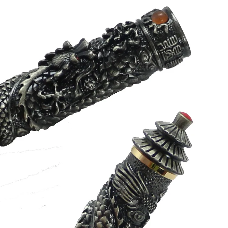 JINHAO Благородный серый два дракона ИГРАТЬ жемчуг Дракон резной кристалл