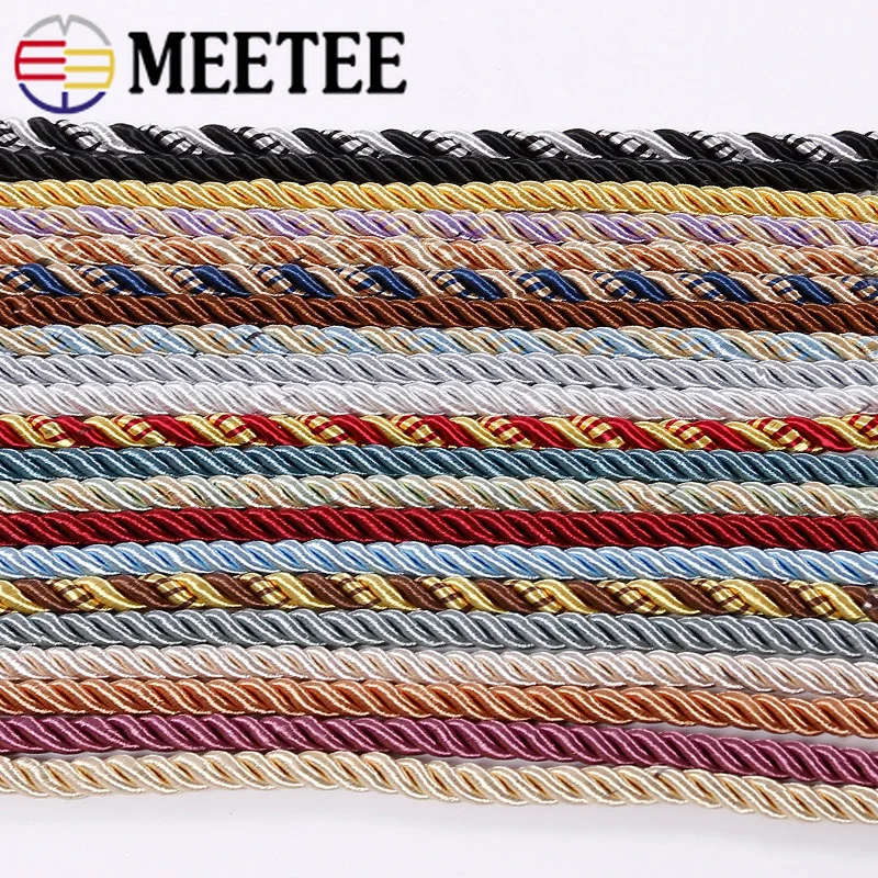 Meetee 15 метров 8 мм полиэстер витой шнур Цвет три прядь веревка ручной DIY Костюмы