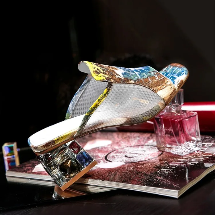 Шлепанцы MLJUESE женские из лакированной кожи летние сандалии с открытым носком