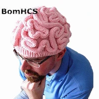 bomhcs funny cool winter personality horrible brain wool hat warm handmade mens womens beanie caps gifts