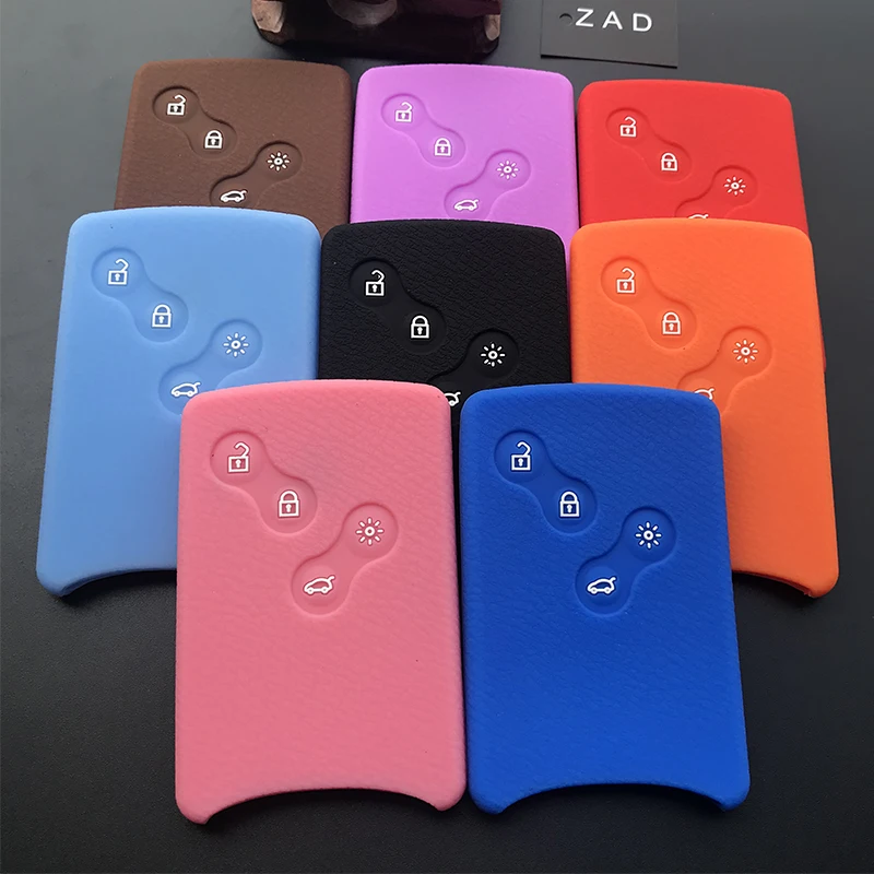 

ZAD Silicone rubber car key case cover holder shell for Renault Clio Logan Megane 2 3 Koleos scenic card 4button car-styling fob