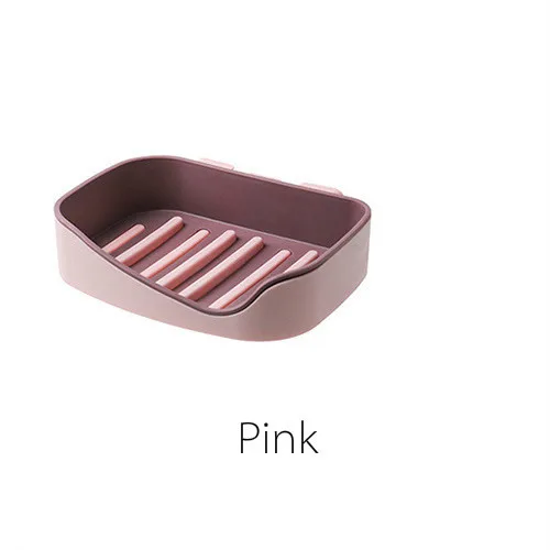 Pink Аксессуары для ванной, душа мыло коробка с двойным дном настенный подвесной для хранения поднос плиты держатель Чехол контейнер высокого качества Органайзеры - Цвет: Pink