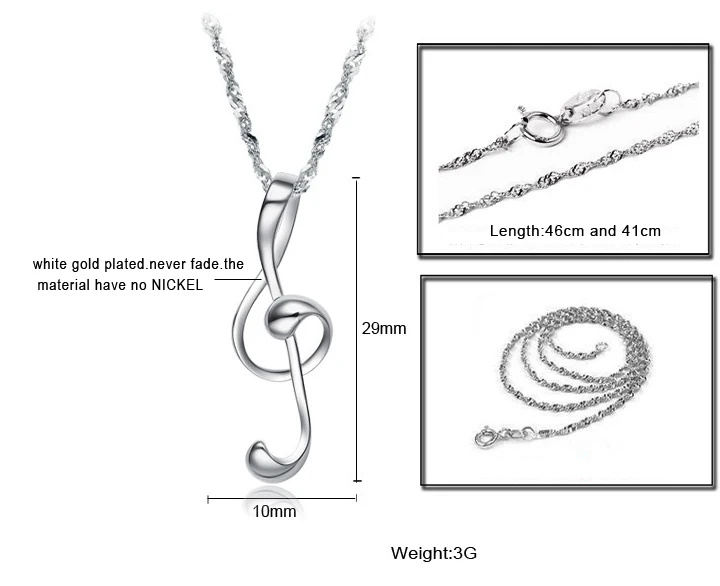Ms. Note Necklace Personality Design Silver Stainless Steel Musical Notes Pendant Ladies Jewelry Good Gift | Украшения и