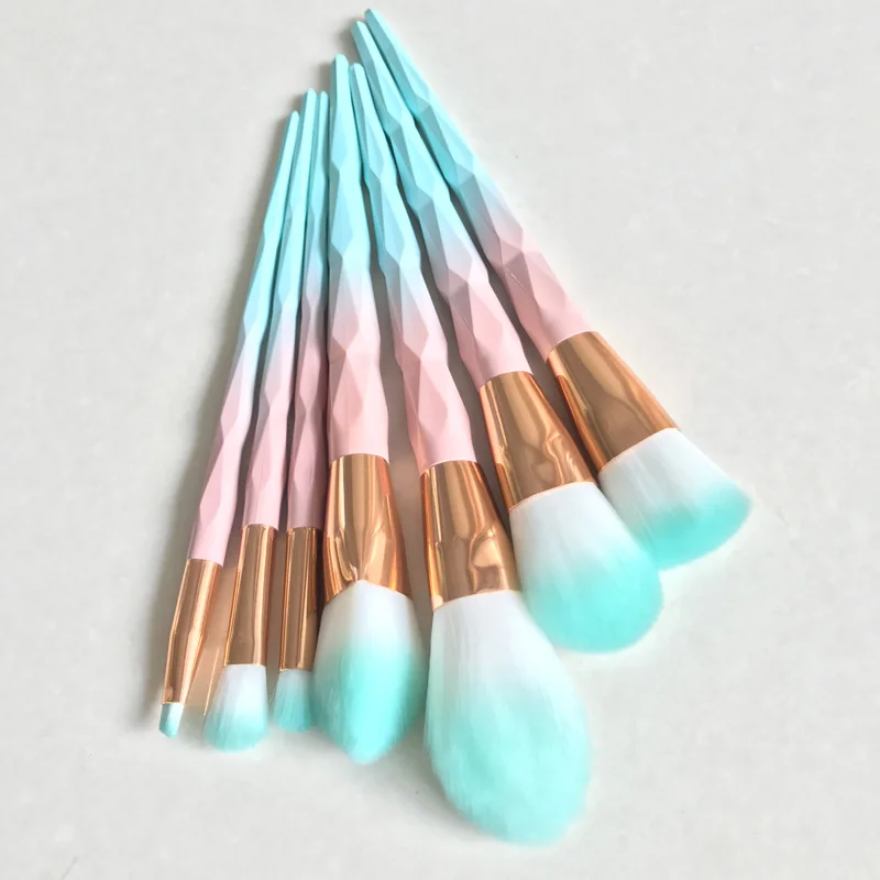 Rosegold Косметические кисти для макияжа Набор высокого качества основа смешивание порошка тени для век губ бровей Единорог щетки инструменты для макияжа - Handle Color: 7 pcs blue