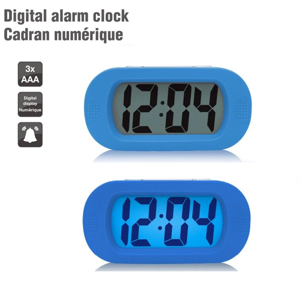 Цифровой Электрический белый кремний большой дисплей ЖК-будильник настольные