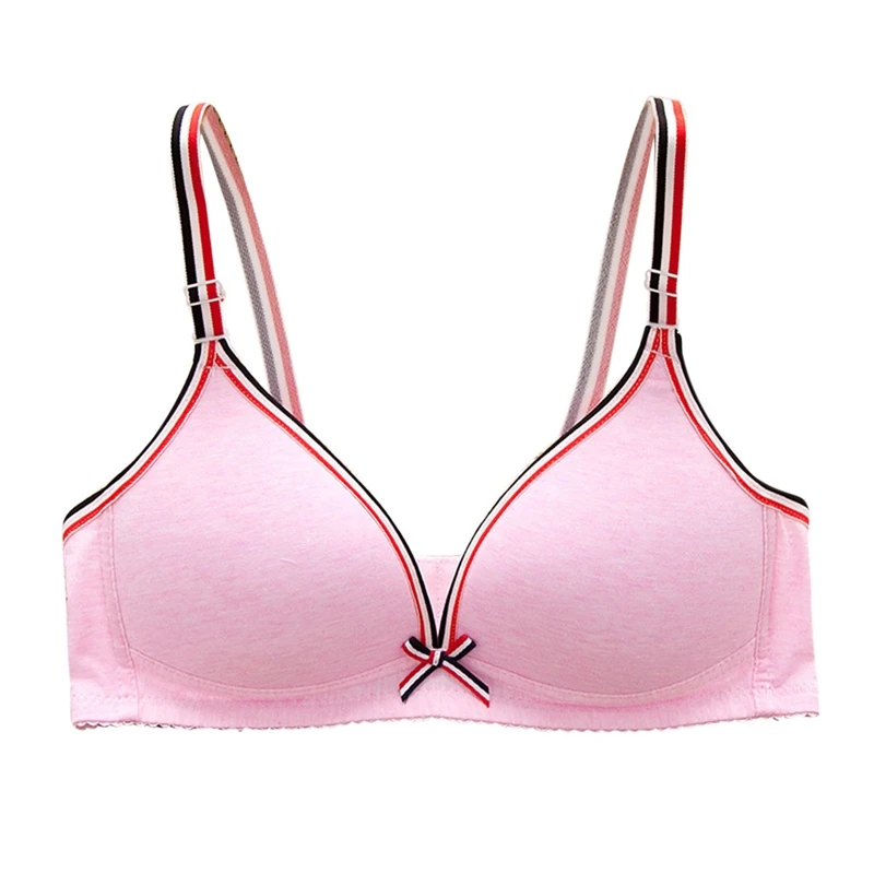 Pink 36A Бюстгальтеры для подростков нижнее белье для девочек нижнее белье в полоску для девушек тренировочные бюстгальтеры хлопок нижнее белье для девочек-подростков - Цвет: Pink 36A