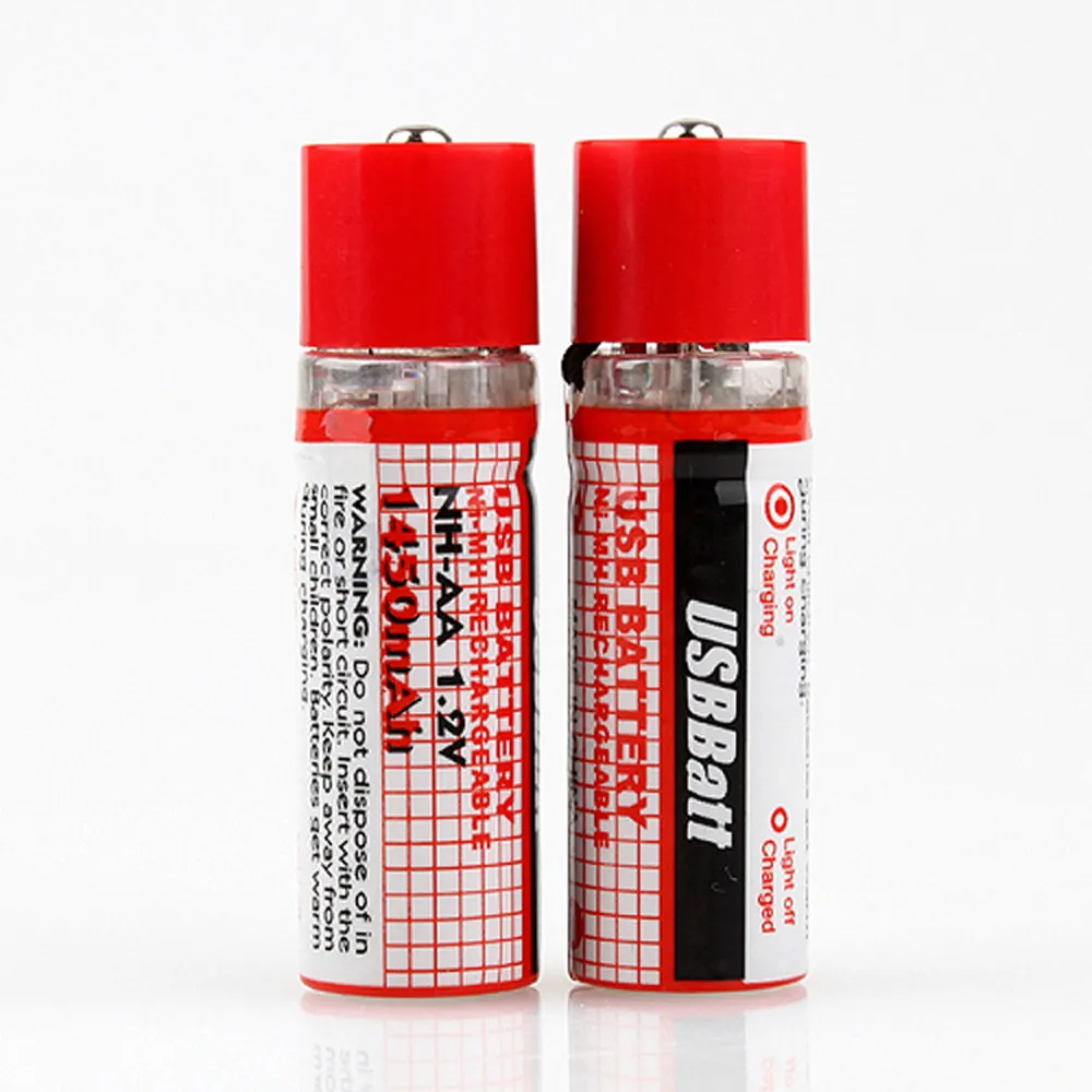Акция 1 2 в 1450 мАч шт./лот USB AA Аккумуляторная батарея Nimh аккумулятор долгий срок