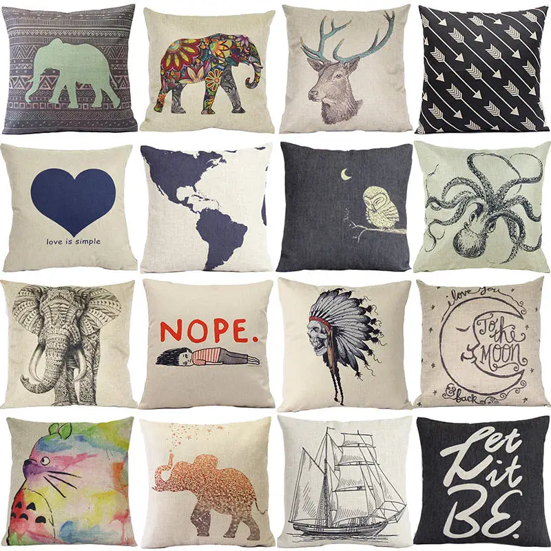 Чехол для подушки с Северными мотивами мультяшный слон Тоторо олень Подушка