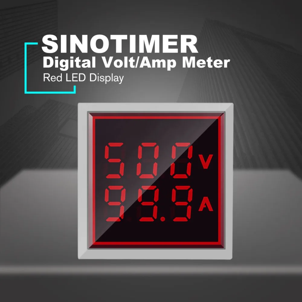 SINOTIMER Цифровой вольтметр переменного тока Амперметр 50 600 в 100А 22 мм светодиодный