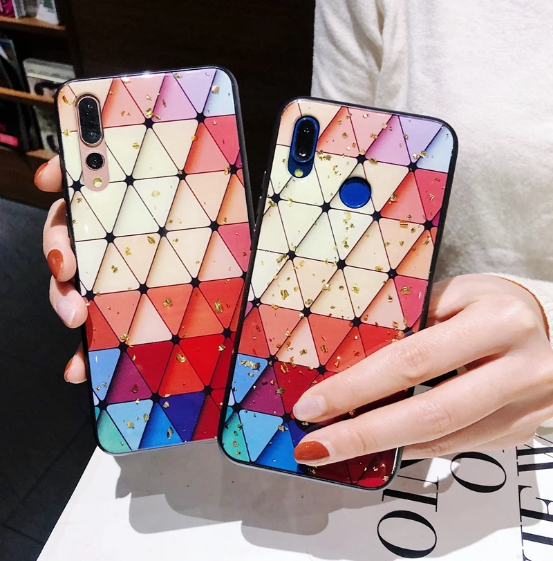 TRISEOLY Золотой фольгированный цветной треугольный ТПУ чехол для телефона Huawei Honor 8X
